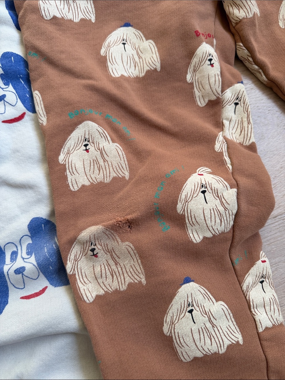 Kids Two-Piece Dog Print Pajama Sets - Blue & Brown - Picture 3 of 9